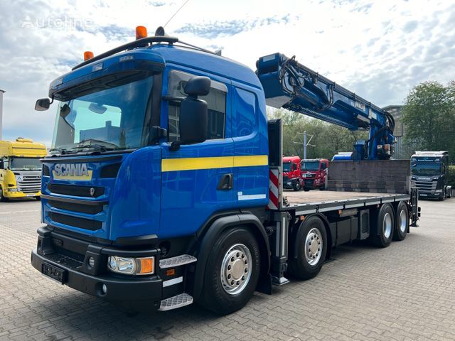 грузовик платформа Scania G490 8x4 EURO6 SKRZYNIA Z HDS MKG 21.6m ŻURAW MONTAŻOWY